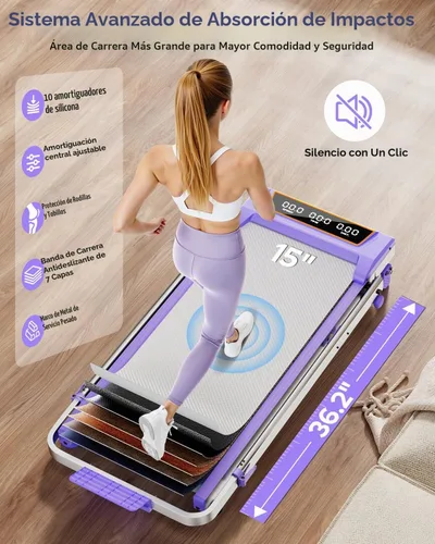 Vista 6 de Walking Pad Treadmill with 12% Incline & Adjustable Height, 4 in 1 Walking Pad with Handle Bar, 3.5HP Foldable Under Desk Treadmill, Portable