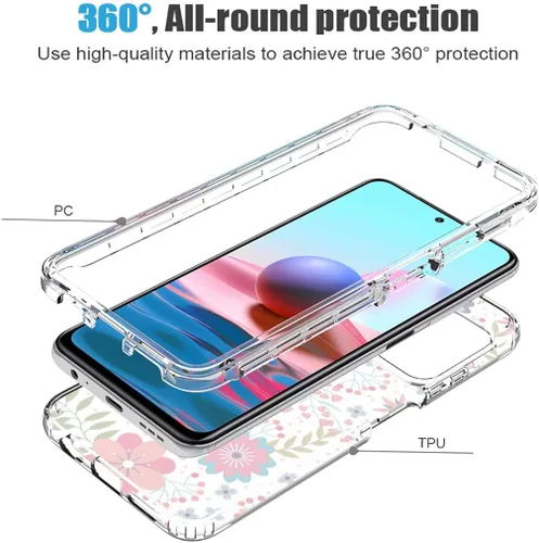 Vista 3 de Funda para Redmi Note 10 (4G)/Note 10S M2101K7BG con protector de pantalla de vidrio templado, suave 360 cuerpo completo a prueba de golpes