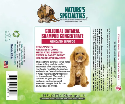 Vista 2 de Nature's Specialties Paquete de champú y enjuague de avena para perros, 16 onzas