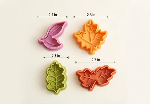 Vista 7 de 4 cortadores de galletas de hojas con sellos de émbolo, moldes de hojas de arce y roble veteado 3D para decoración de corteza de pastel, hornear