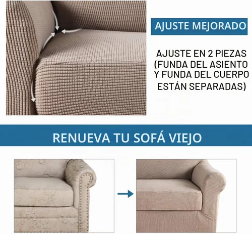 Vista 3 de H.VERSAILTEX Fundas elásticas para sofá de 3 cojines, paquete de 2 fundas de sofá biplaza de elastano, paquete de funda elástica para silla