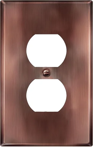 Vista 9 de LIDER Placa de pared de metal para receptáculo dúplex, cubierta de salida de acero inoxidable, resistente a la corrosión, tamaño mediano de 1
