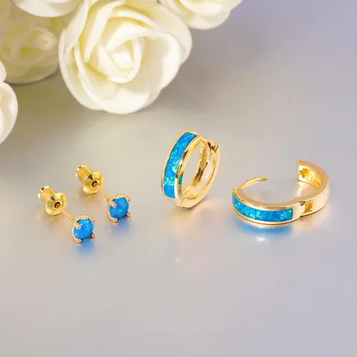 Vista 159 de CiNily Aretes Huggie de ópalo con bisagras, chapados en oro, hipoalergénicos, pequeños aretes de aro para mujeres, adolescentes, niñas, hombres