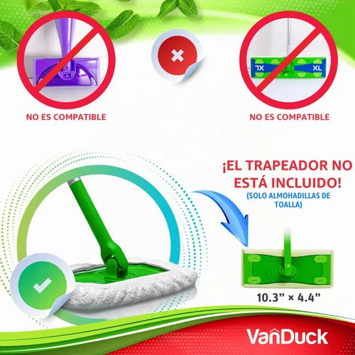 Vista 2 de VanDuck - Almohadillas reutilizables 100% algodón para barredora Swiffer (2 unidades)