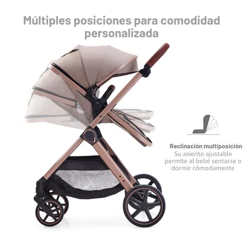 Vista 3 de Lortsybab Cochecito de bebé 2 en 1, cochecito convertible para bebés de 0 a 36 meses (beige)