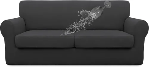 Vista 68 de Easy-Going Funda de sofá 100% impermeable doble de 3 piezas, elástica, suave, para perros, para sofá de 2 cojines separados, protector de muebles a
