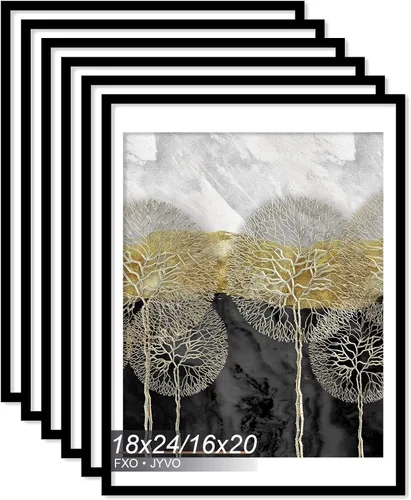 Vista 60 de Fxojyvo Marco de Fotos de 4x6, Muestra Foto de 3.5x5 con Paspartú o 4 x 6 Sin Paspartú, Liviano y de Alta Transparencia Marco de 4 por 6 para Pared