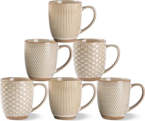Vista 11 de GBhome - Juego de 4 tazas de café grandes hechas a mano de 16 onzas