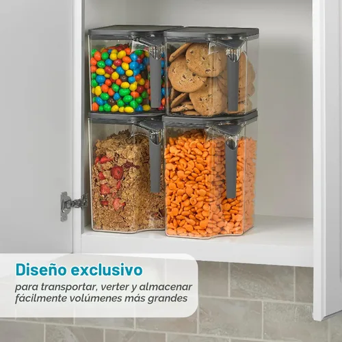 Vista 7 de Polder Handle-It - Recipiente de plástico sin BPA, contenedor apilable de almacenamiento de cocina, solución de almacenamiento de alimentos