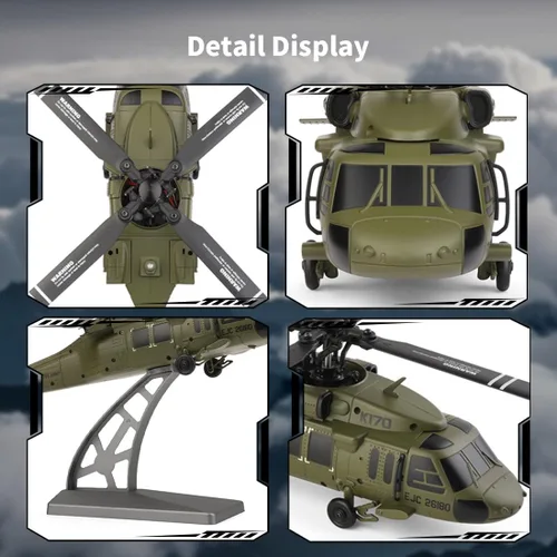 Vista 5 de Modelo de helicóptero WL K170 RC, BK Hawk UH-60L 170 tamaño 4CH Flybarless helicóptero con acelerador ajustable izquierdo y derecho (versión RTF)
