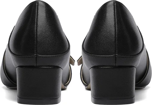 Vista 3 de MODENCOCO Zapatos de tacón bajo con hebilla de punta cuadrada para mujer de 1.5 pulgadas