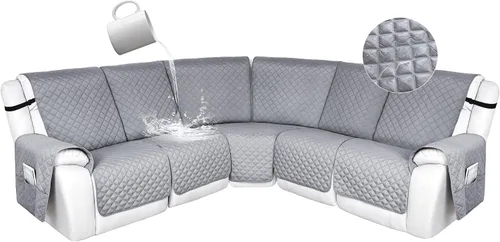 Vista 54 de HDCAXKJ Fundas de sofá seccional reclinable 100% impermeable, forma de L, funda de sofá reclinable lavable acolchada suave para mascotas, perro