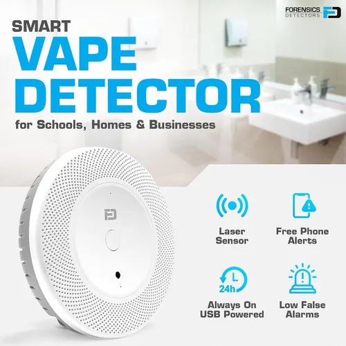Vista 2 de Detector de Vapeo de Forensics para Escuelas, Hogar, Hoteles, Negocios Alarmas de Celular WiFi Sensor Super Sensible de Dispersión Láser