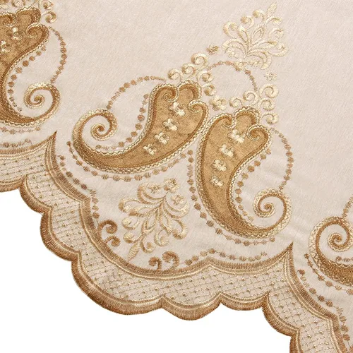 Vista 9 de ELKCA Cortinas de chenilla beige con patrón bordado para sala de estar, cortinas europeas para dormitorio, ojal superior
