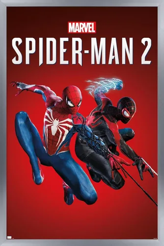 Vista 11 de Trends International Marvel's Spider-Man 2 - Póster de pared de arte con llave, 22.4 pulgadas de largo x 14.7 pulgadas, versión enmarcada de madera
