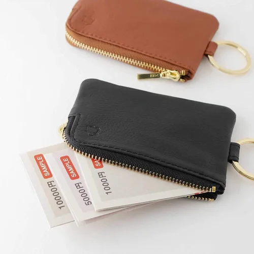 Vista 5 de Slip-On OSL-2002-BK Key Pouch, Mini, Black, Genuine Leather, Key Case, Accessory Case