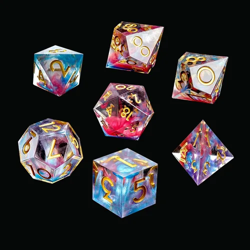 Vista 11 de DND - Juego de dados de borde afilado, 7 piezas de dados poliédricos DND con exquisito embalaje de caja de hoja, ideal para juegos de rol
