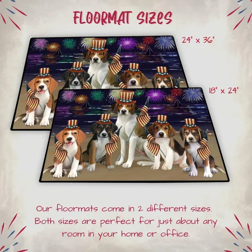 Vista 6 de Doggie of the Day American English Foxhound Dogs Floor Mat - 4th of July Independence Day - Best Dog Doormat - Protector Decor - Unique Portrait Art