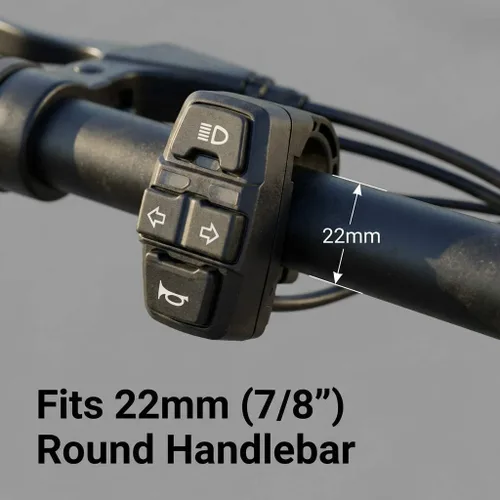 Vista 5 de QWORK® Interruptor de control de manillar de motocicleta 3 en 1 - Luz delantera, señal de giro, bocina Montaje en manillar de 22mm 7/8 pulgadas