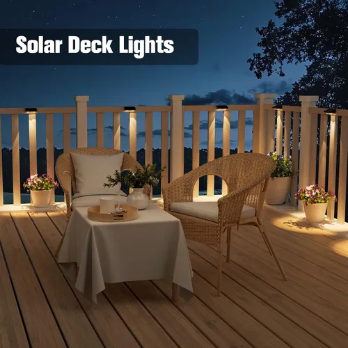 Vista 5 de NIORSUN - Luces solares para valla, paquete de 8 luces solares para terraza, color blanco cálido, bombilla impermeable para exteriores LED IP65