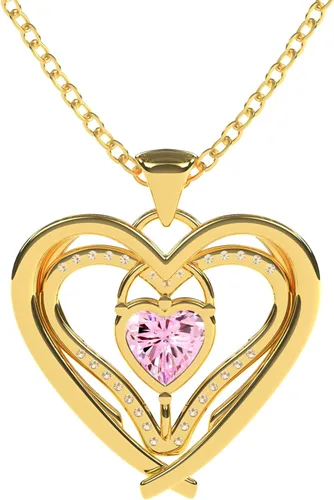 Vista 7 de BB Gold Birthstone Necklace for Women Birthstone Jewelry for Mom Necklace with Heart Pendant - 14K Gold Plated Sterling Silver Heart Necklace Gift
