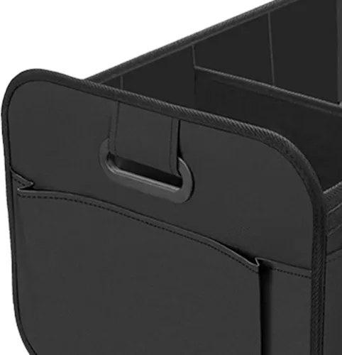Vista 9 de Organizador de maletero de automóvil, organizador plegable para maletero de automóvil con 3 compartimentos y 10 bolsillos laterales, antideslizante