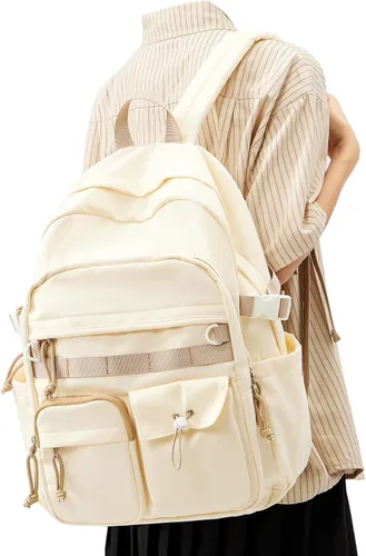 Vista 12 de weradar Mochila Escolar Para Mujeres y Hombres, Mochila Universitaria Estética, Bolsa Ligera de Escuela Secundaria Mochila, a1-Negro, Grande