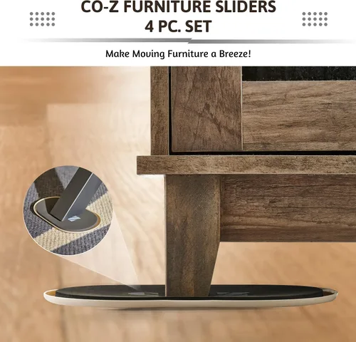 Vista 2 de CO-Z Deslizadores grandes para muebles, paquete de 4, deslizadores ovalados reutilizables de 6 x 9 1/2 pulgadas para alfombras, deslizadores
