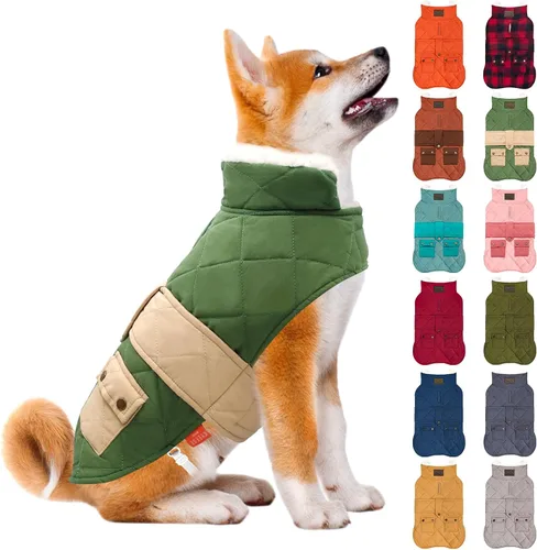Vista 8 de KYEESE - Abrigo para perro suave, suéter para mascotas para clima frío, chaqueta impermeable para perros con forro de felpa, abrigo cálido