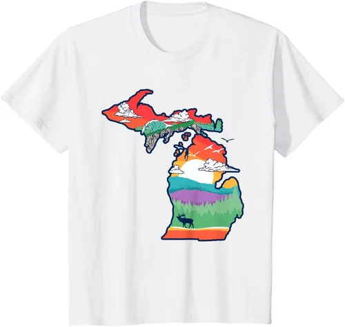 Vista 25 de Michigan Outside - Camiseta con ilustración artística