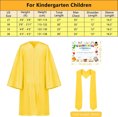 Vista 3 de QZYL Gorra y vestido de graduación de jardín de infantes, traje unisex de felicitaciones con borla y certificado para preescolar jardín de infantes