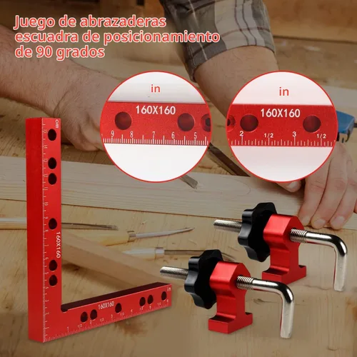 Vista 4 de Cuadrados de sujeción para carpintería, 6.3" x 6.3" cuadrados de posicionamiento de 90 grados, abrazaderas de esquina de ángulo recto