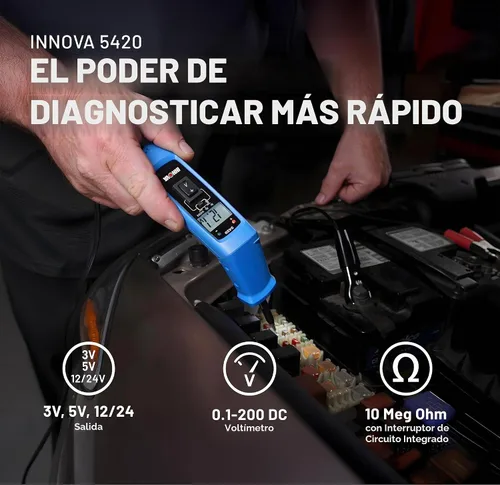 Vista 2 de Innova Probador de circuito de potencia 5420 para automoción Cabezal giratorio de 45° Diagnóstico de fusibles, relés, batería y circuito
