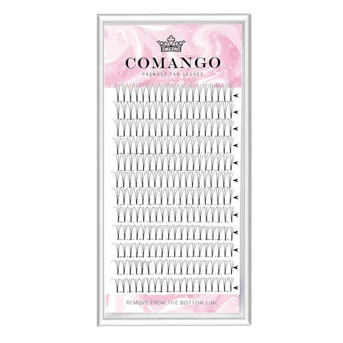 Vista 8 de Extensiones de pestañas de volumen prefabricadas 10D, 0.003 in de grosor, rizo C/D, 0.472 in, tallo corto, extensiones de pestañas de volumen