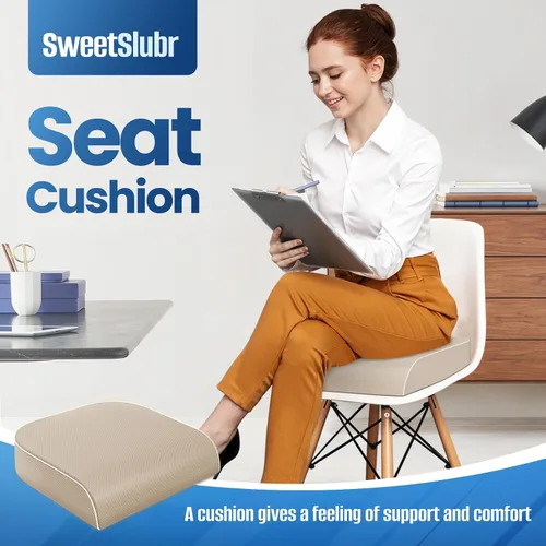 Vista 3 de SweetSlubr Cojín de asiento para aliviar el dolor de coxis, cojín para silla de oficina, cojín de espuma viscoelástica grande con funda