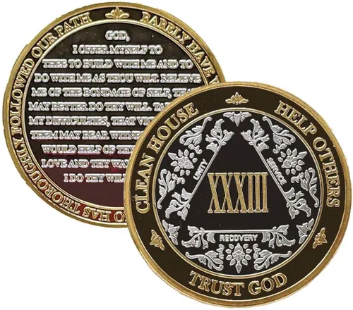 Vista 16 de Silver & Gold - Medallón de Alcohólicos Anónimos de 1 a 60 años (10 años (X)) Cápsula AA incluida