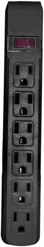 Vista 3 de ACL Cable de alimentación de 4 pies con 6 tomacorrientes de protección contra sobretensiones, enchufe giratorio plano, enchufes horizontales, negro
