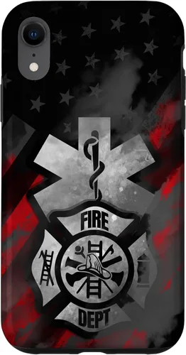 Vista 25 de EMT EMS Firefighter Red Smoke Line USA American Flag Case for iPhone 17