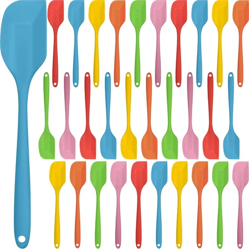 Vista 8 de Irenare 24 espátulas de silicona de 11 pulgadas, grandes espátulas de goma resistentes al calor, antiadherentes, flexibles, sin costuras, diseño