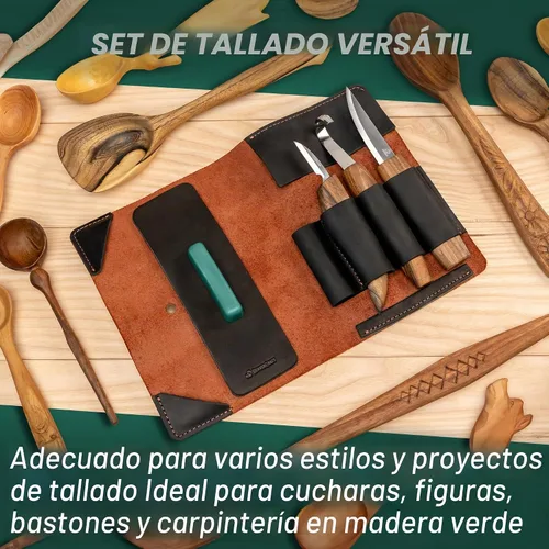 Vista 2 de BeaverCraft Kit de Tallado de Cucharas Cuchillos de Tallado Cuchillo de Tallado de Cucharas Sloyd, Cuchillo de Chip Detalle Pequeño, Cuchillo