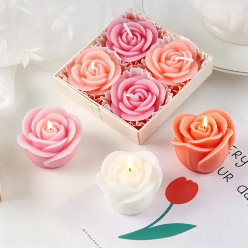 Vista 5 de 2 moldes de silicona con diseño de flores para velas, molde de decoración de pastel de chocolate con flores 3D, cera de jabón, resina epoxi