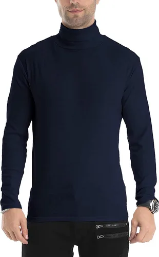 Vista 6 de Camiseta de manga larga para hombre, ajustada, ligera, con cuello de tortuga