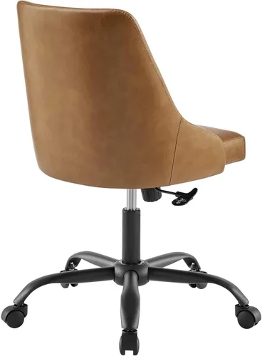 Vista 5 de Modway Designate - Silla giratoria de piel vegana en color negro y marrón