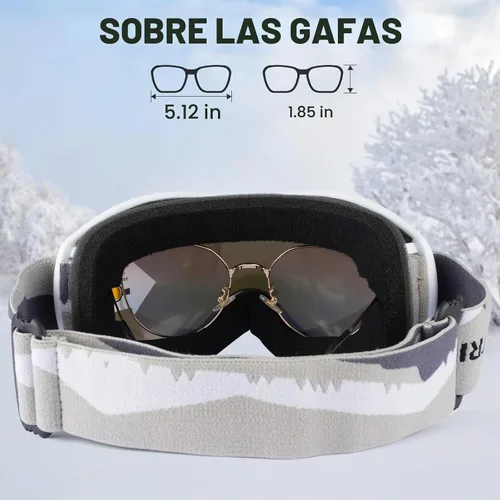 Vista 4 de Supertrip Ski Goggles Men Women Anti-Fog Snow Goggles Blanco