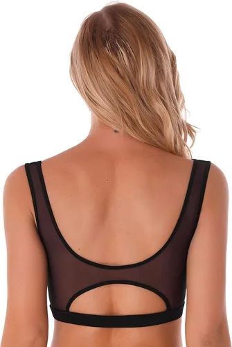 Vista 4 de ACSUSS Camiseta corta de malla transparente para mujer