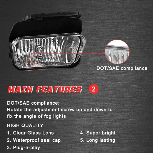 Vista 6 de A ABIGAIL Luces antiniebla de conducción de repuesto para Chevy Silverado 2003 2004 2005 2006 2007 todos los modelos Avalanche 2002-2006 sin