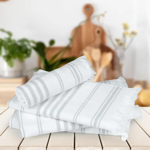 Vista 2 de Ample Decor Toallas de mano de algodón de 16 x 28 pulgadas, estilo turco, de secado rápido, toallas multiusos de cocina y baño, certificado Gris