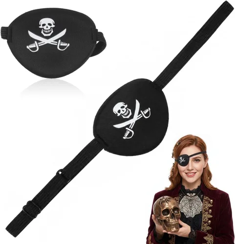 Vista 5 de WINOMO Cráneo pirata Crossbone Niños Niños Eye Patch Eye Mask for Lazy Eye Mask (Negro)