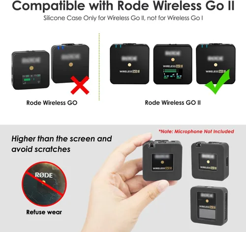 Vista 2 de YOUSHARES Funda de silicona compatible con RODE Wireless Go 2 Accesorios RODE Wireless Go II MIC Funda protectora de silicona (3 unidades, negro)