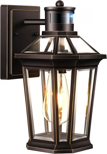 Vista 21 de VIANIS Luces exteriores grandes con sensor de movimiento negro, rango de detección ajustable, accesorios de iluminación exterior de aluminio